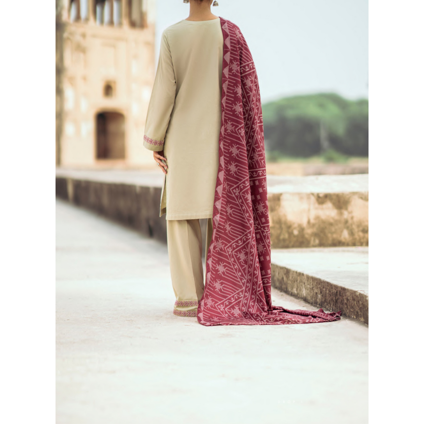 (Beige) Embroidered Dhanak Collection Pc Ready to Wear by Casuallite