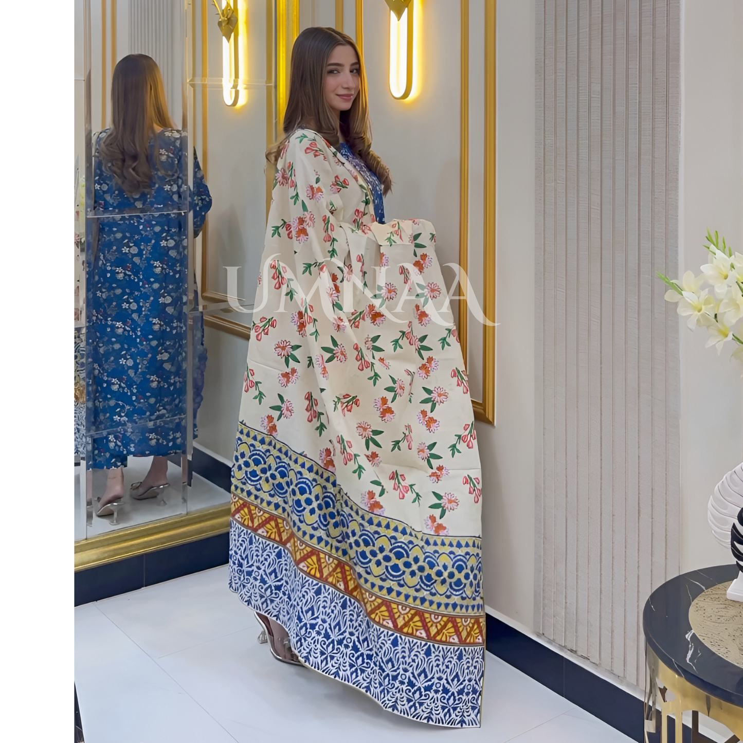 UA-36 Printed Embroidered Khaddar 3 Pc Dress | Ready to wear | UMNAA