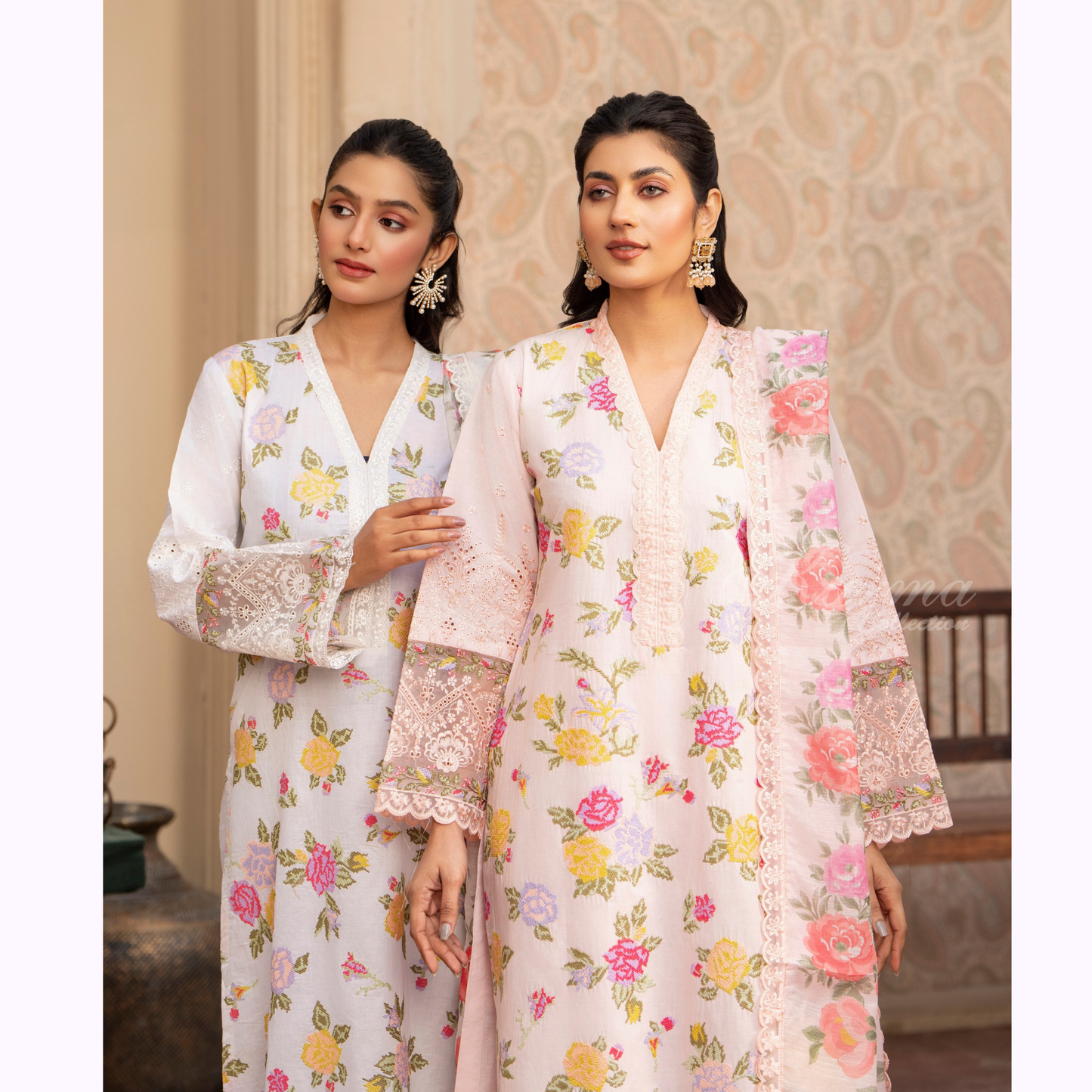 UKC-18 Embroidered Cambric Cotton Ready to Wear 3 Pc - Karma Collection
