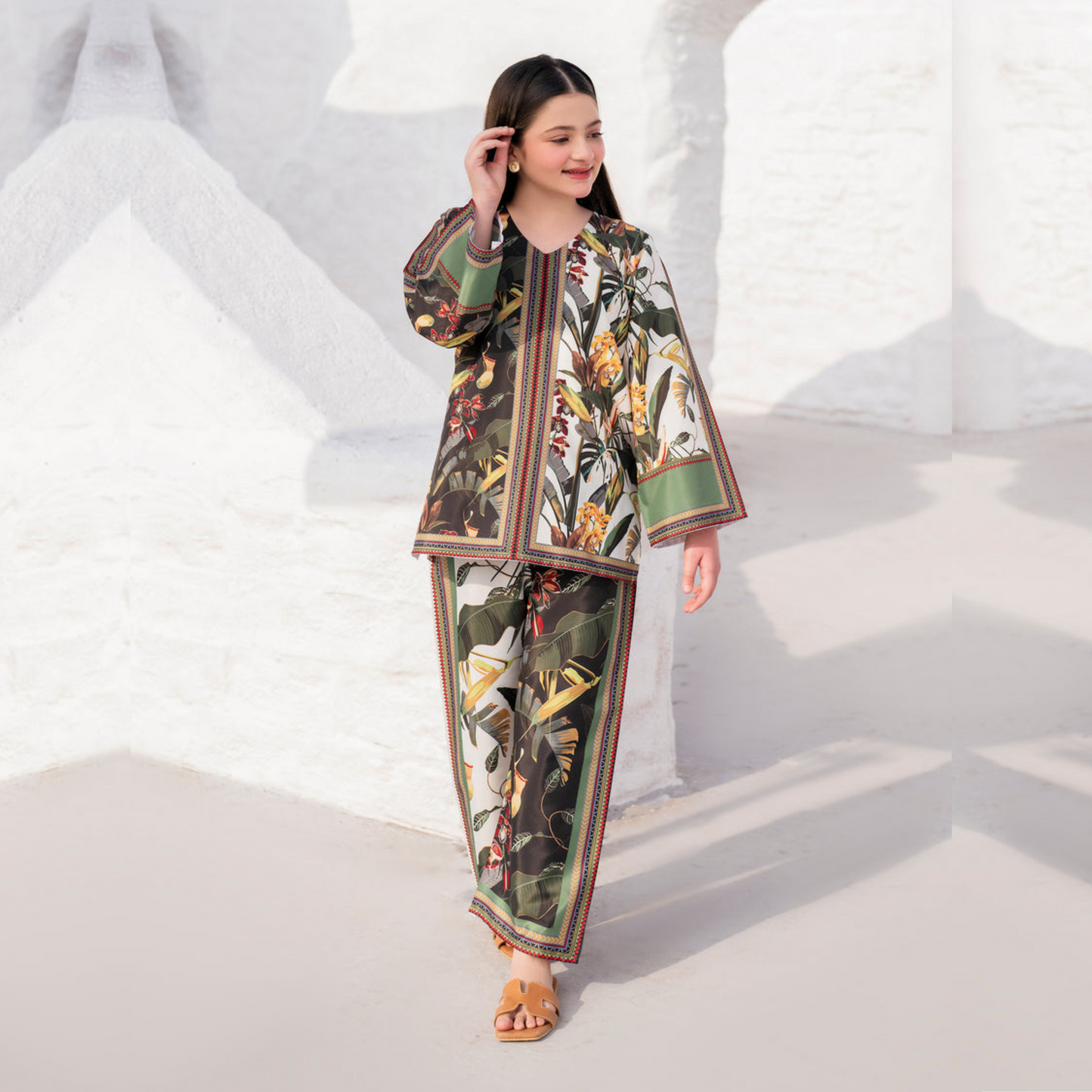 2 Pc Mother & Daughter Pakistani Printed Co-ord Set Collection by Garnet