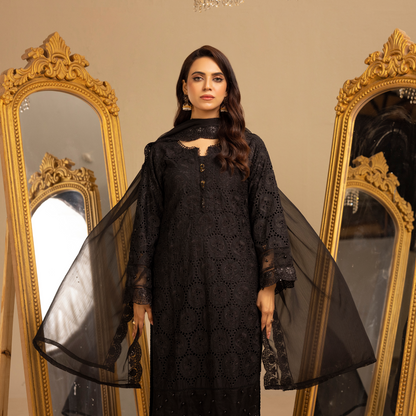 UMS-18 Embroidered Linen Chikenkari 3 Pc Pakistani Dress | Ready to wear | Simrans