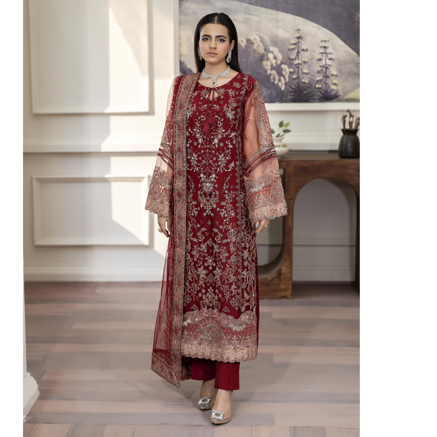 UTT-08 Luxury Festive Net Collection | Ready to Wear | Traditional Thread