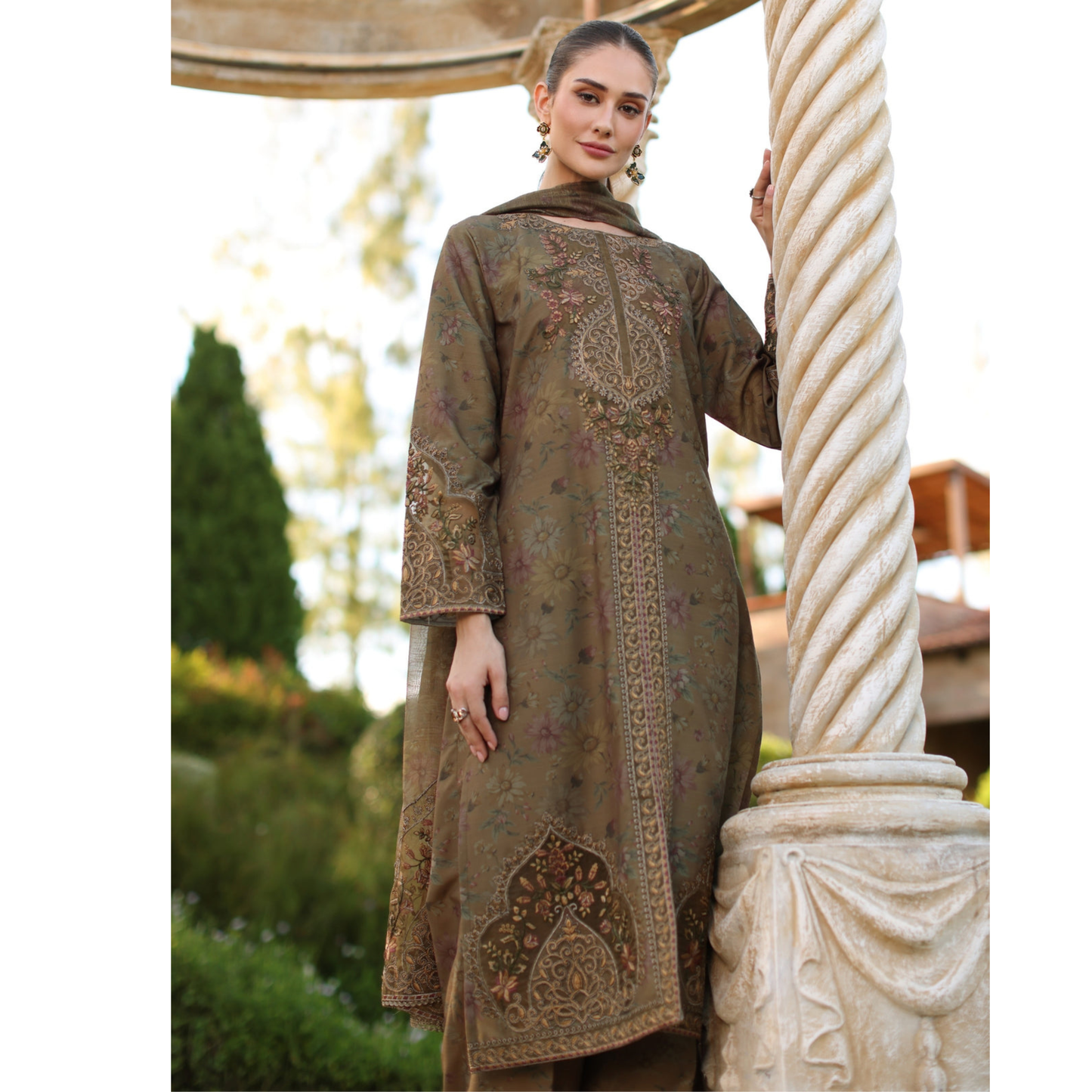 UA-138 Embroidered Printed khaddar Collection by Umnaa | Ready to Wear | Asian Clothes