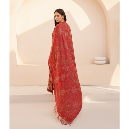 UA-140 Embroidered Dhanak Dress with Pashmina Shawl | Ready to Wear | Asian Clothes
