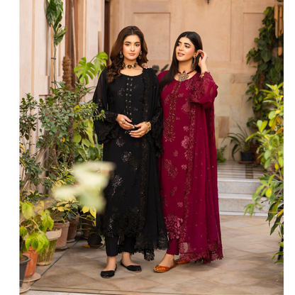 F-497 "Hayat" Embroidered Georgette Chiffon 3 Pc Collection