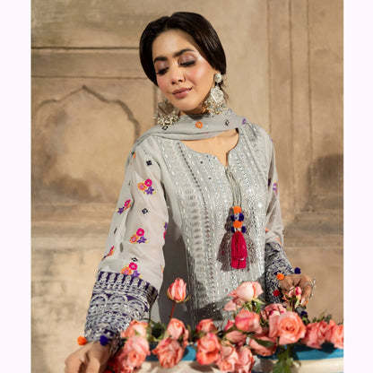 F-526 "Saj Dhaj" Embroidered Georgette Collection by Karma Collection
