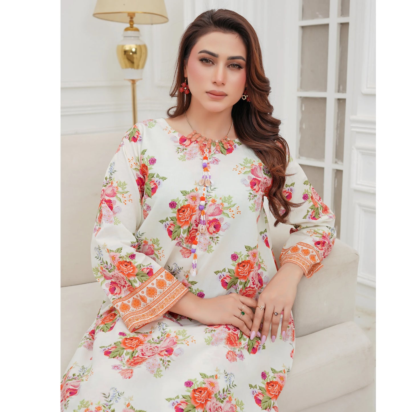 UMS-59 "Attire" Lawn Kaftan Style Co-Ords Set by Simrans