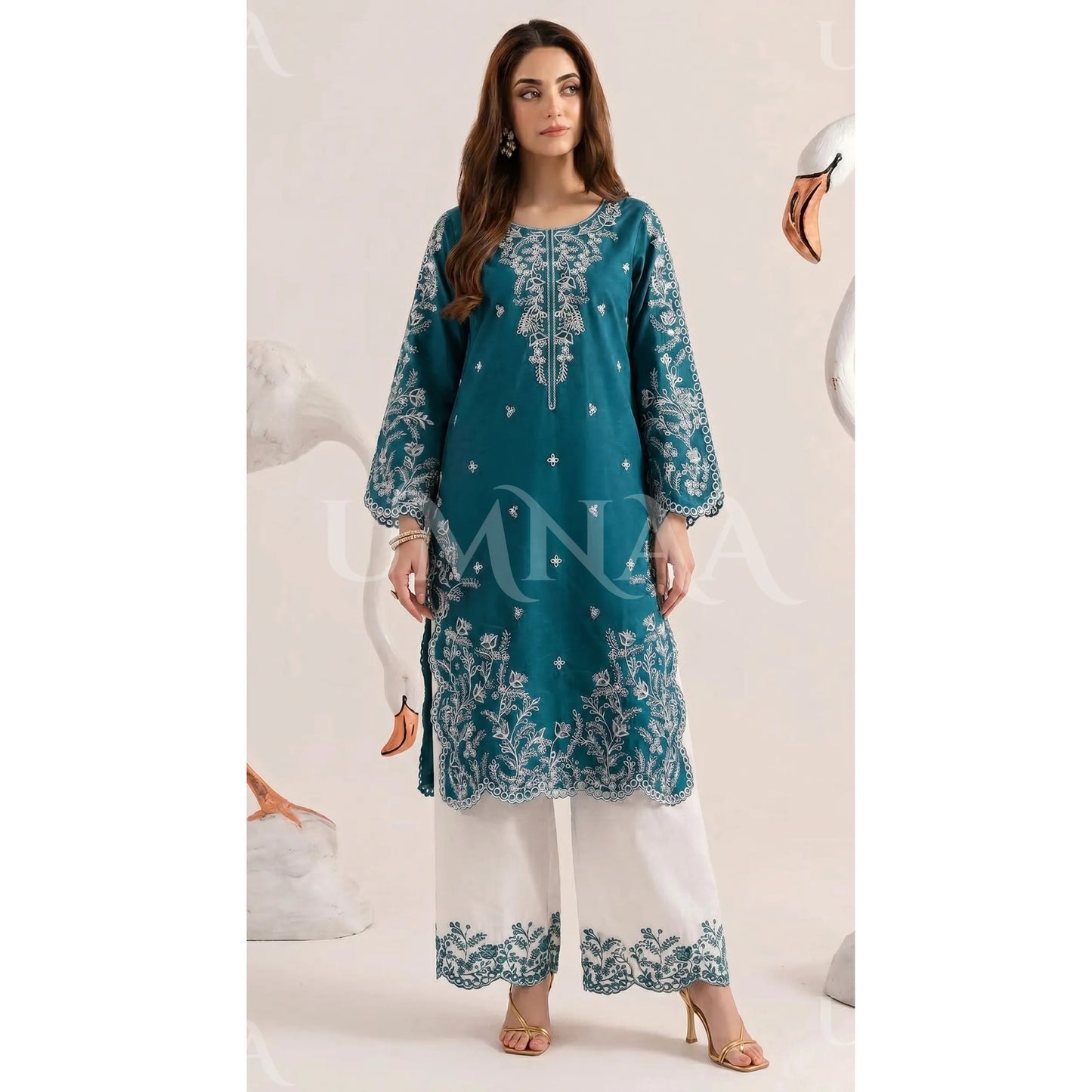 UA-190 Embroidered Cotton Collection 3 Piece | Ready to Wear | Asian clothes