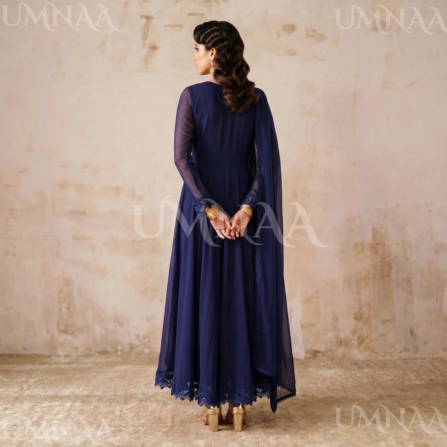 UA-204 Luxury Embroidered Chiffon Frock Collection 3 Pc | Ready to Wear | Umnaa