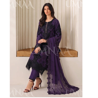 UA-296 Embroidered Chiffon 3 Pc Collection | Umnaa