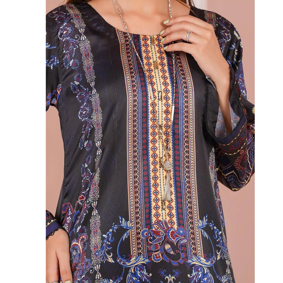 UA-312 Printed Shamooz Silk Printed Kaftan Style Co-Ord Set| Umnaa
