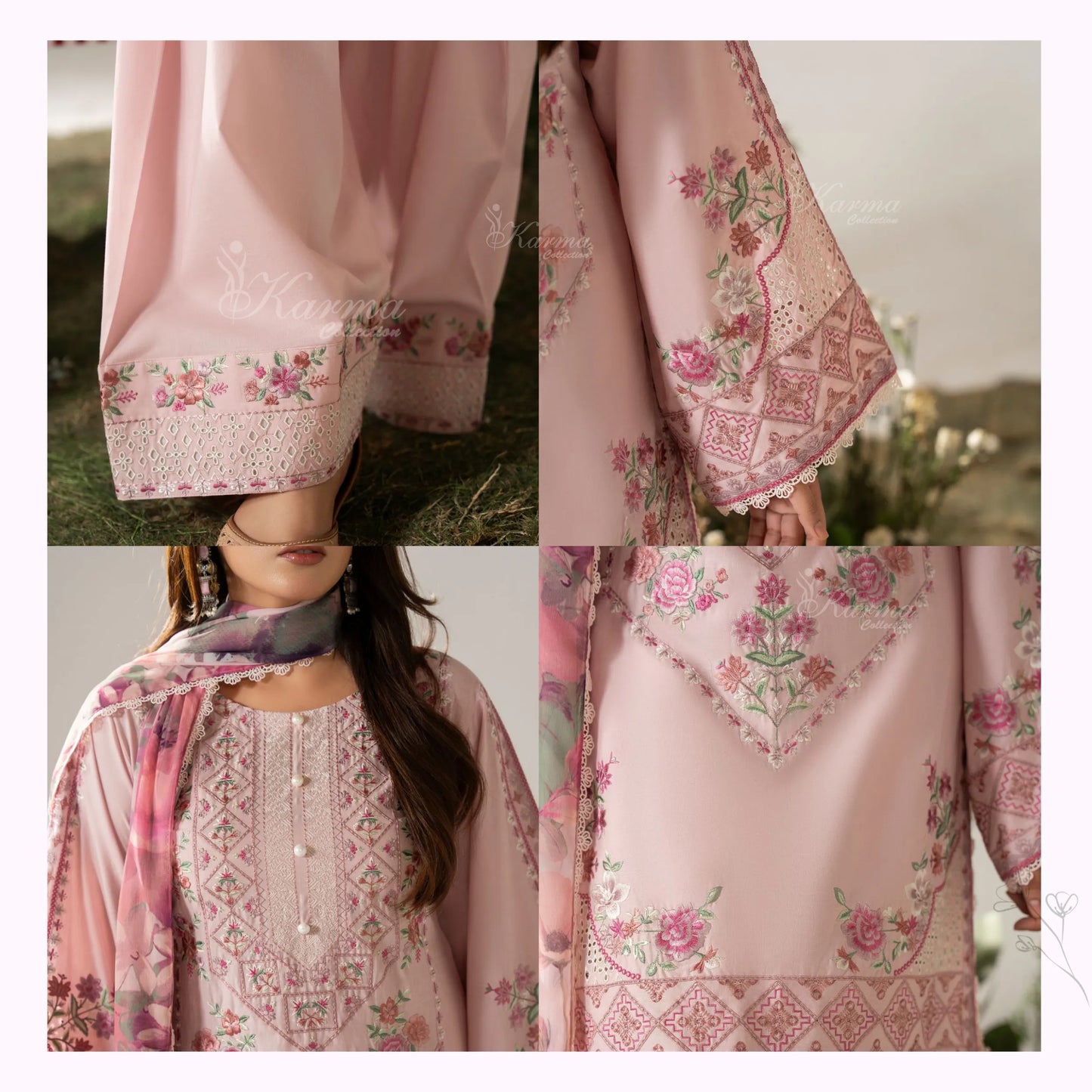 KC-1580 "AYRA" Embroidered Cambric Cotton Collection by Karma Collection