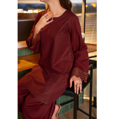 UCA-18 2 Pc Casual Cotton Farshi Shalwar Chikenkari Co-Ords Set | Ready to Wear | Casuallite