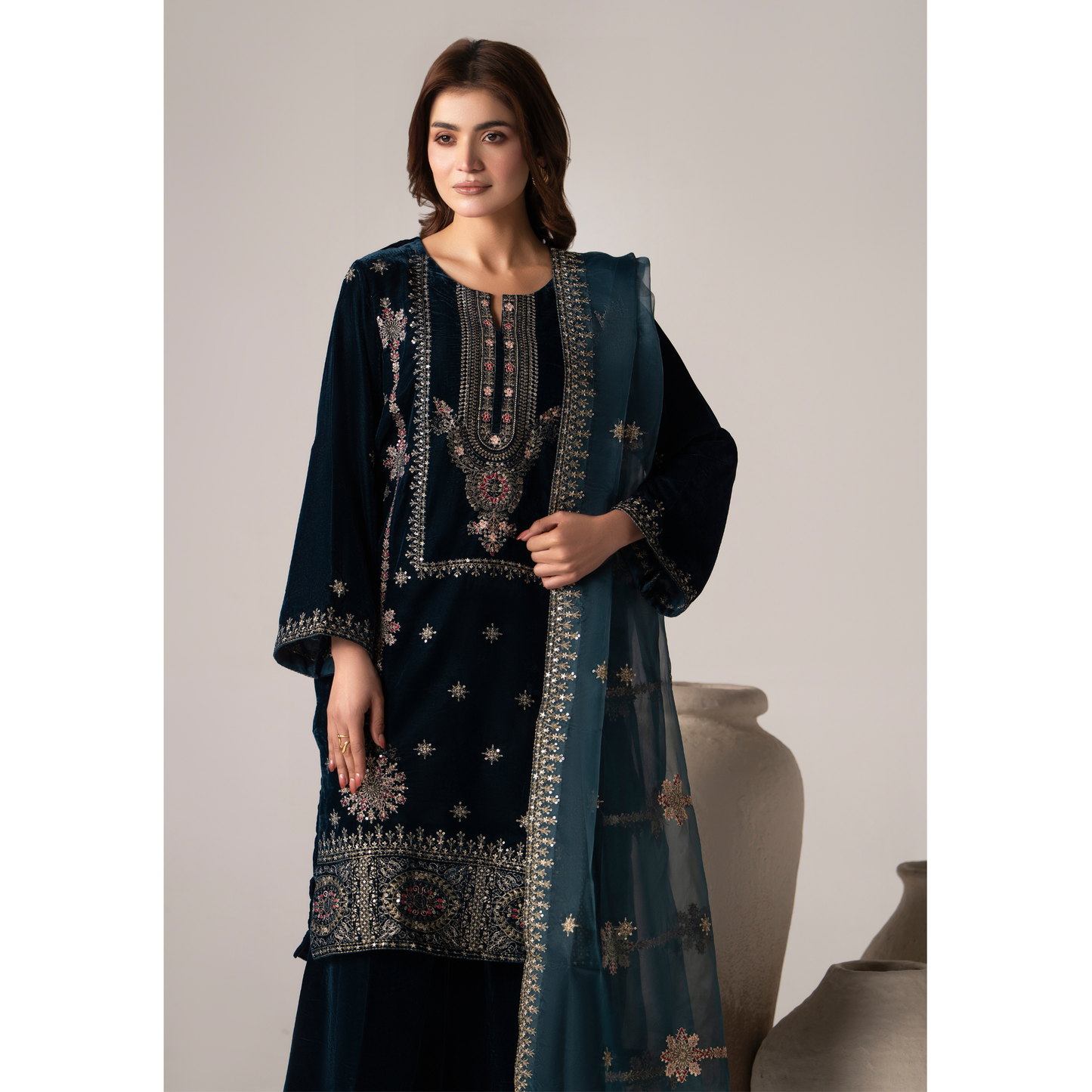 RA-27 Dastan e Eid Embroidered Velvet Collection | Embroidered 3 Piece Festive Ready to Wear by Raniya.h