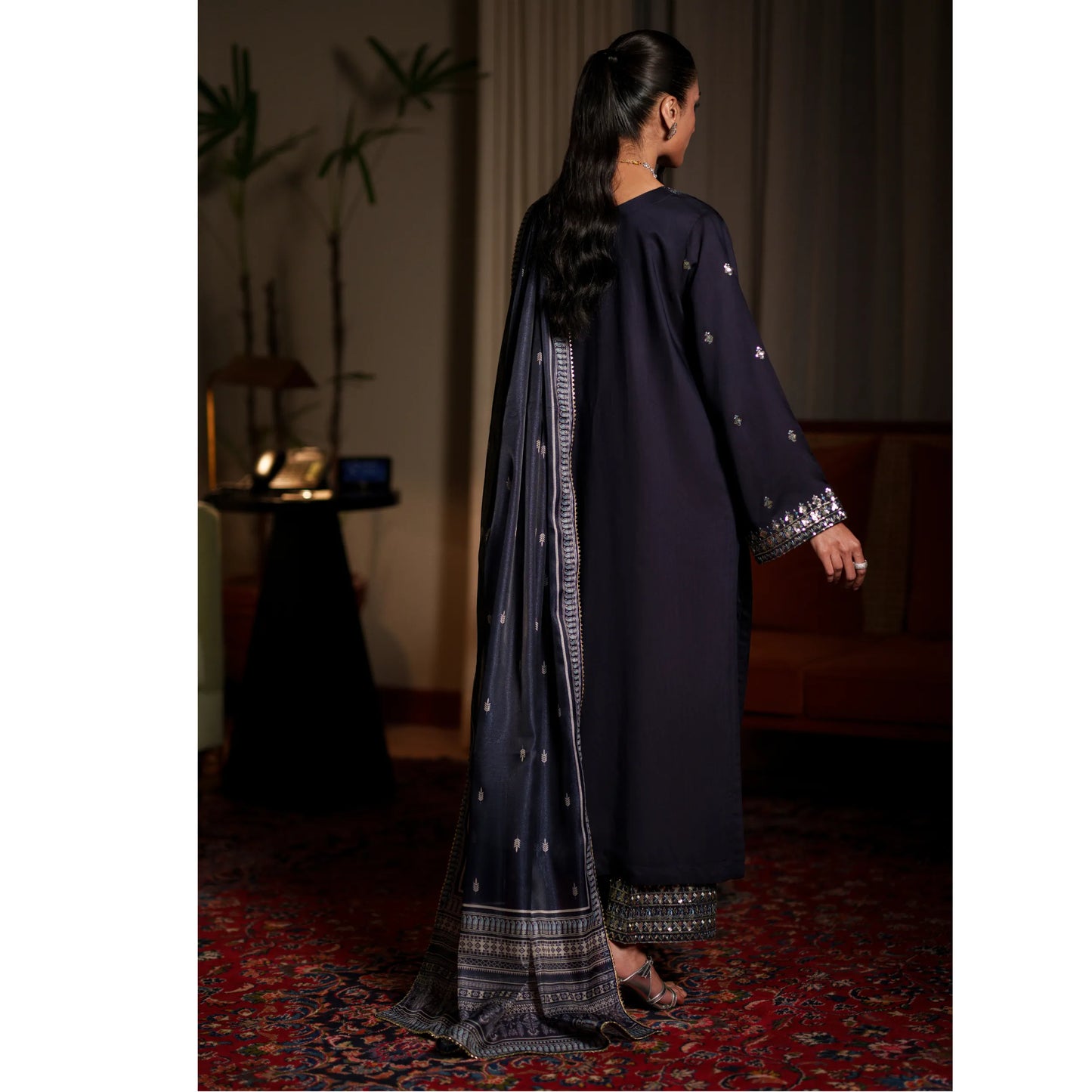 UCA-37 EALA Festive Embroidered Viscose Dress with Printed Silk Dupatta | Women’s Festive Wear Pakistani Designer Outfit by Casuallite