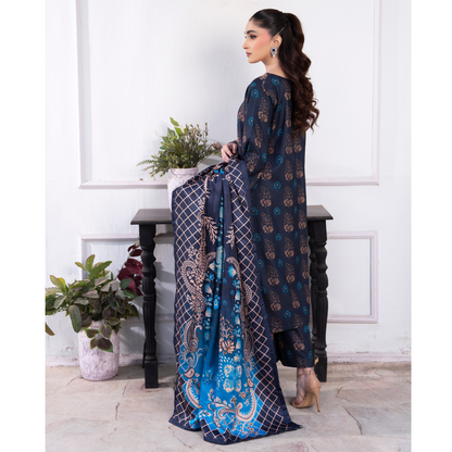 3 Pc Embroidered Printed Dress with Dhanak Wool Shawl | Winter Collection | Raniya.h | UMRAH0503