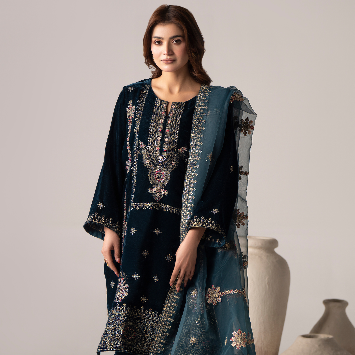 RA-27 Dastan e Eid Embroidered Velvet Collection | Embroidered 3 Piece Festive Ready to Wear by Raniya.h