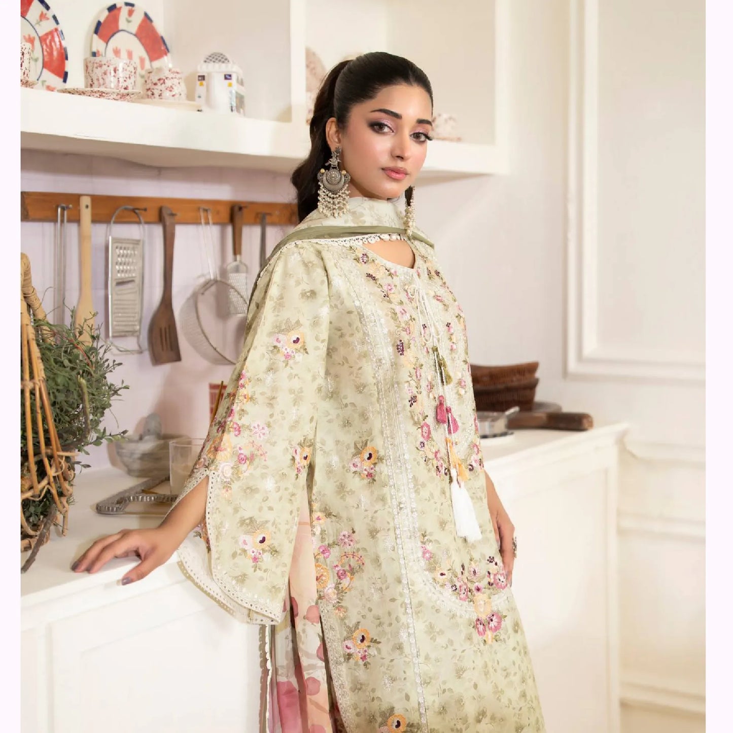 "Gulmahar" Embroidered Lawn Farshi Shalwar Collection by karma Collection