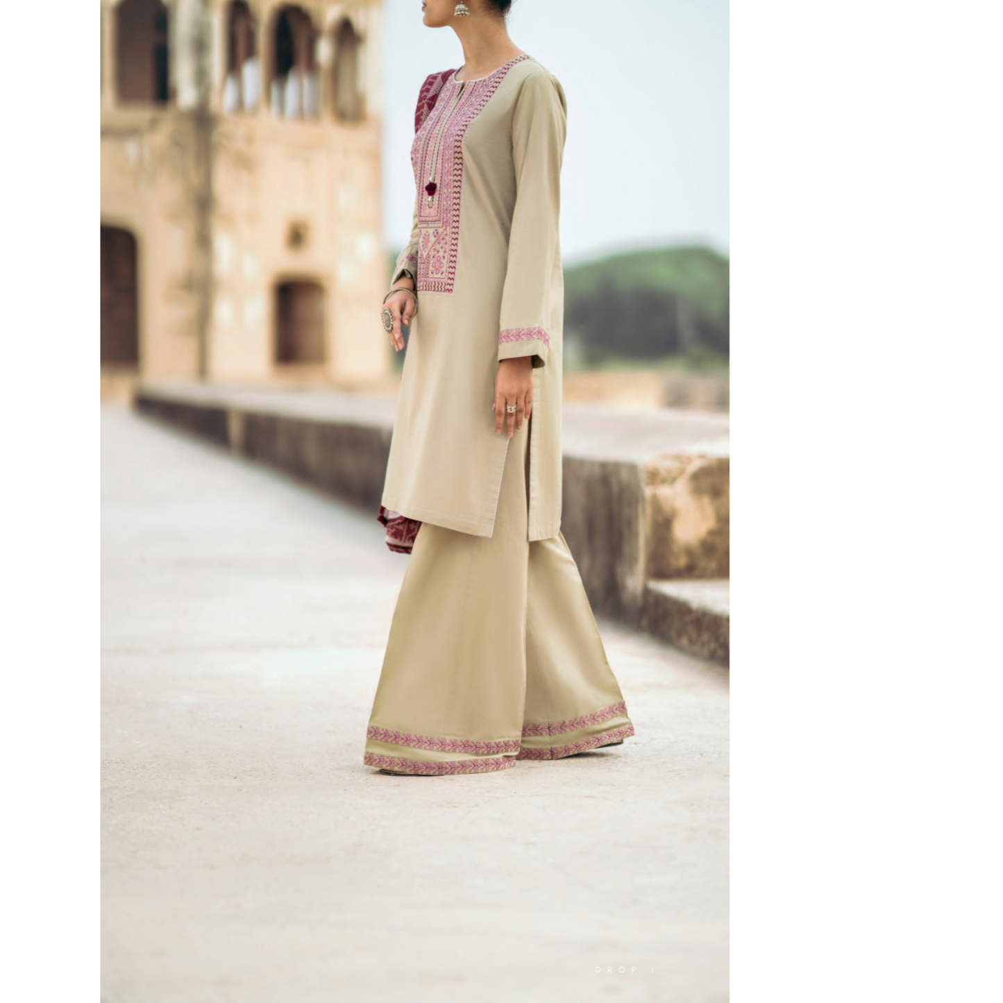 (Beige) Embroidered Dhanak Collection Pc Ready to Wear by Casuallite