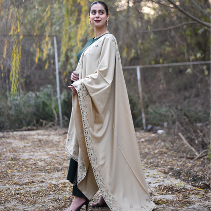 UA-29 3 Pc Embroidered Dhanak Dress with Embroidered Dhanak Shawl Pakistani Dress | UMNAA