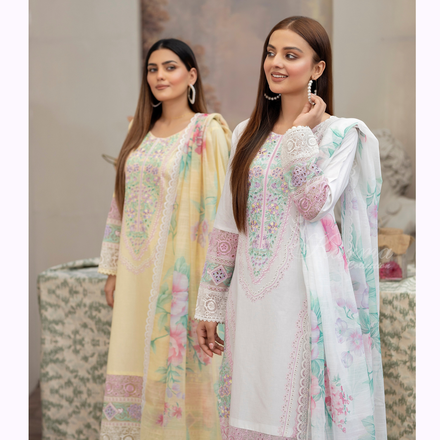 KC-1451 Embroidered Chikenkari Cotton Collection Ready to Wear 3 Pc - Karma Collection