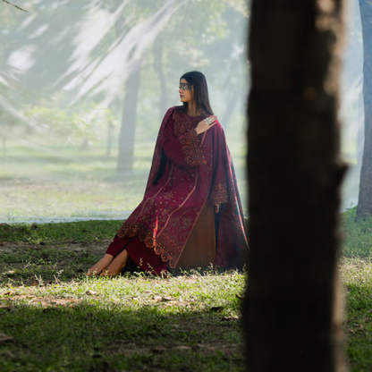 UCA-31 Embroidered Dhanak with Pashmina Shawl Winter Collection by Casuallite