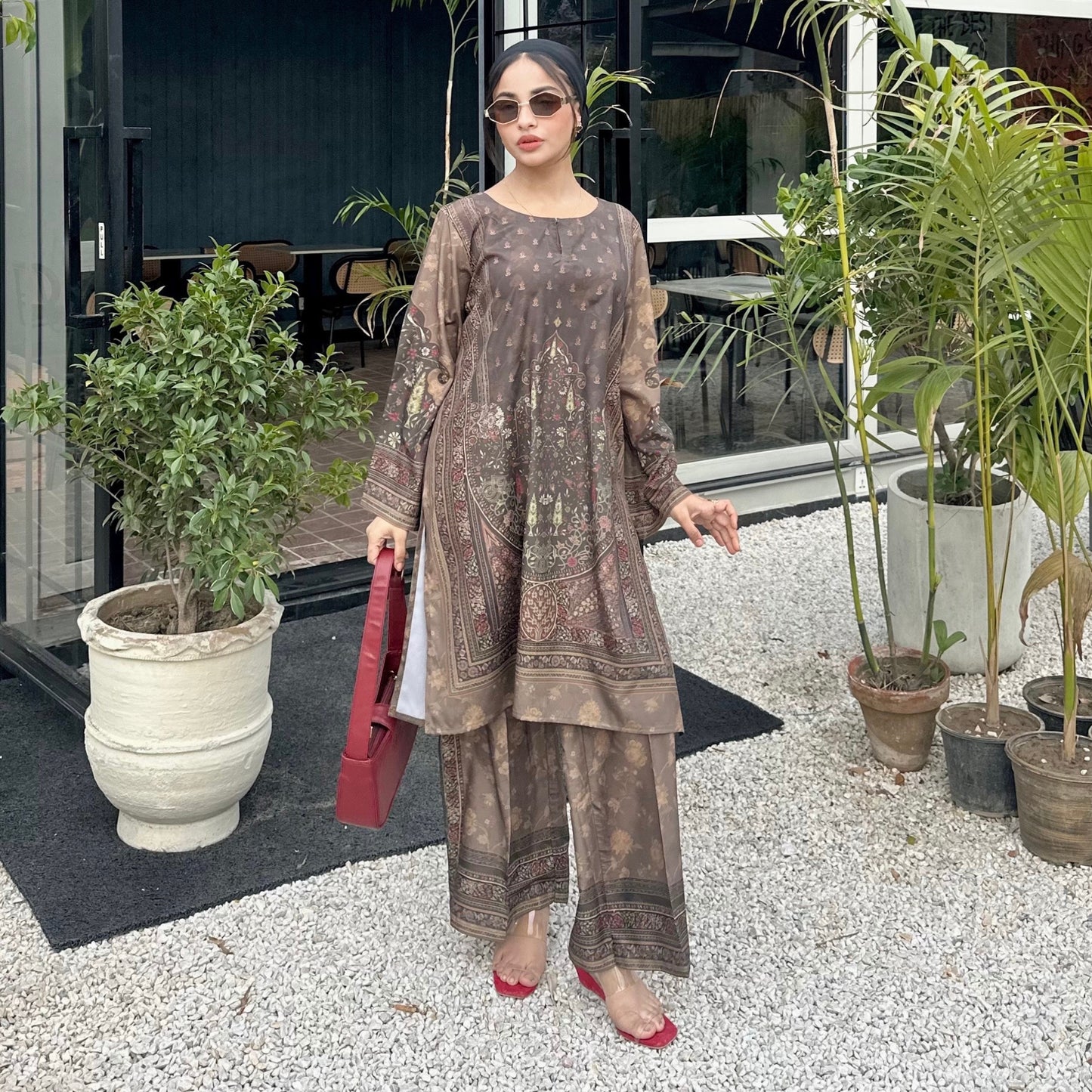 UA-169 Silk Printed Co-Ords Set by Umnaa | Ready to Wear Modest fashion Asian