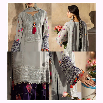 F-526 "Saj Dhaj" Embroidered Georgette Collection by Karma Collection