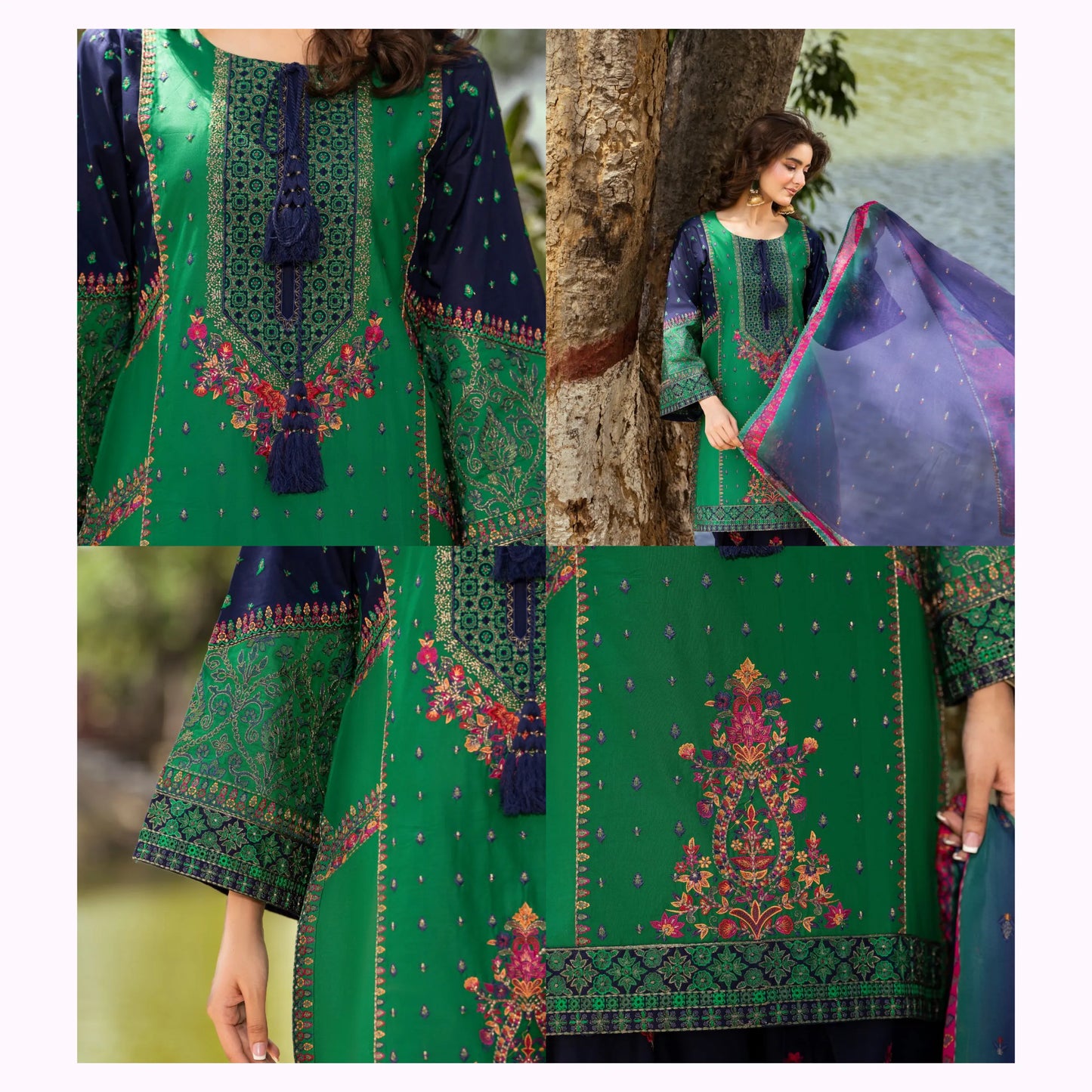 KC-1572 "Sunheri" Embroidered Festive Cambric Cotton Collection by Karma Collection