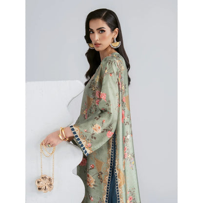 UAL-08 Printed Silk Kaftan with Trouser 2 Pc Set | Ally's