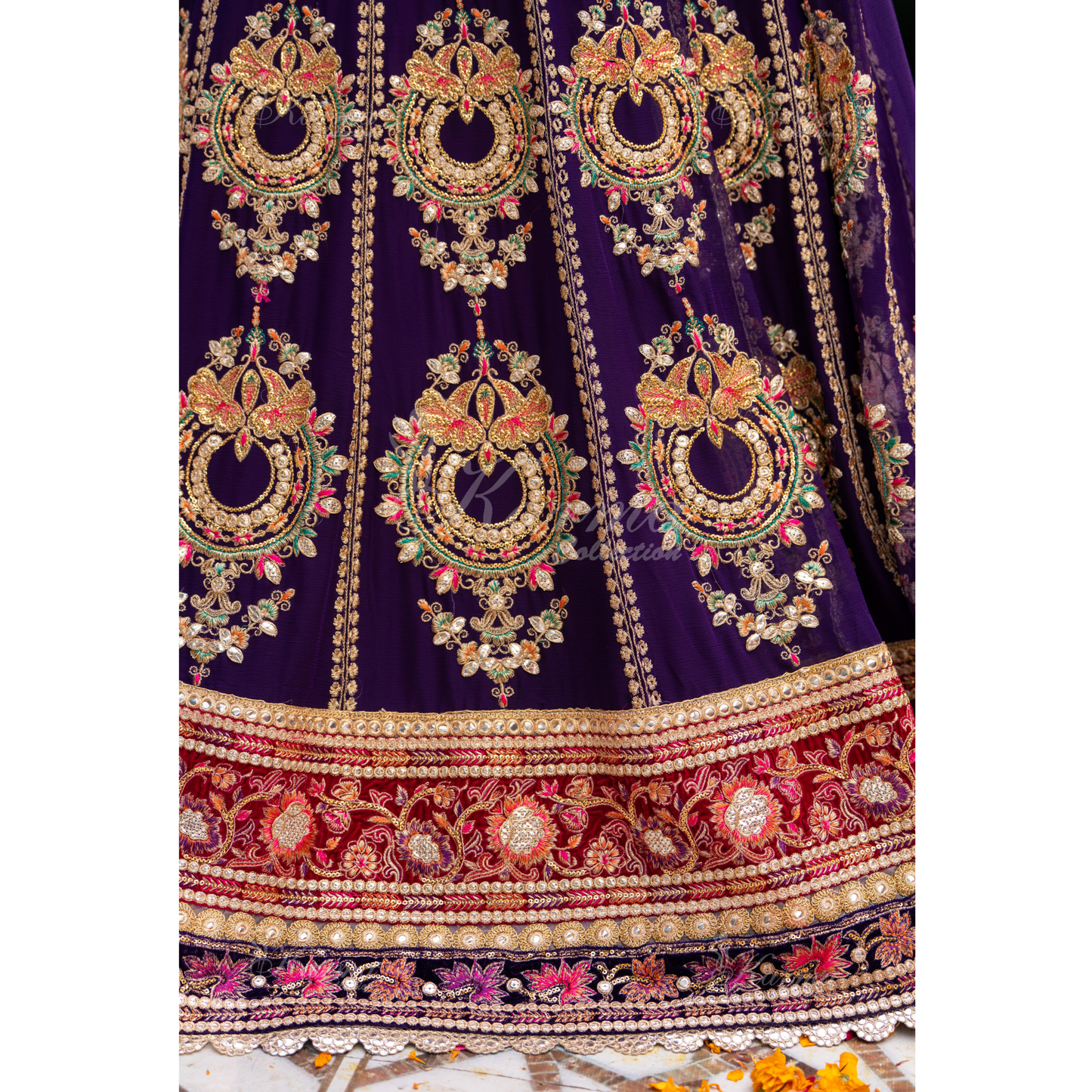 Luxury Embroidered  chiffon long Maxi with velvet jacket | Wedding Collection | karma Collection | UMKC01401