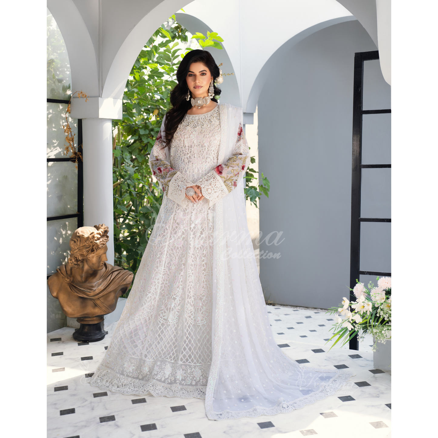 Luxury Embroidered Chiffon long Maxi with chiffon duppata  | Wedding Collection | karma Collection | UMKC01101
