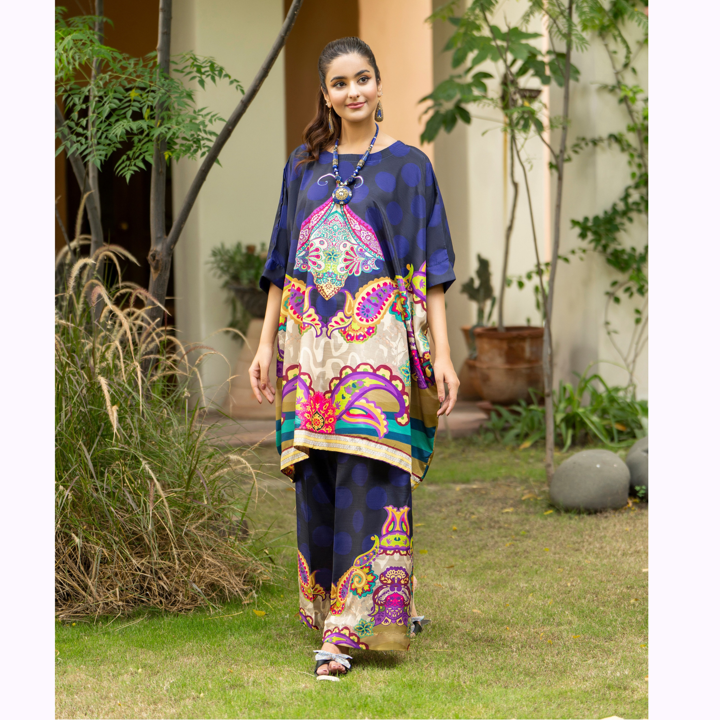 Sëleñe Raw Silk Printed Co-Ords Set by Karma Collection | Ready to Wear Modest fashion Asian