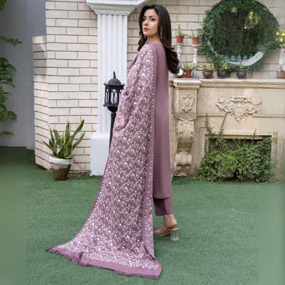 3 Pc Dhanak Dress with Embroidered Shawl | Winter Collection | Raniya.h | UMRAH0801