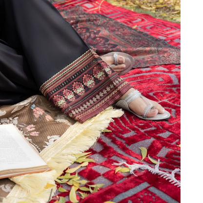 (Black) Embroidered Farshi shalwar Cotton 3 Pc Ready to Wear by Casuallite