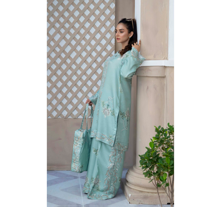 2 Printed Pakistani Co-Ords Set with Bag | Ready to Wear | Raniya.h | UMRAH0901