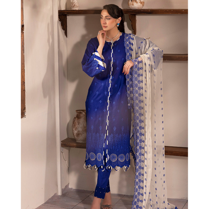 UAL-01 3 Pc Embroidered Chikenkari Cotton Ready to Wear Dress | ALLY'S