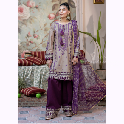 KC-1452 Trendy farshi Shalwar Embroidered Cotton Collection Ready to Wear 3 Pc - Karma Collection
