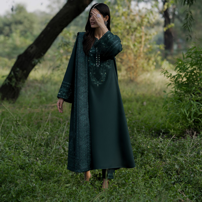 UCA-32 "Khunki" Embroidered Dhanak with Pashmina Wool Shawl Winter Collection by Casuallite