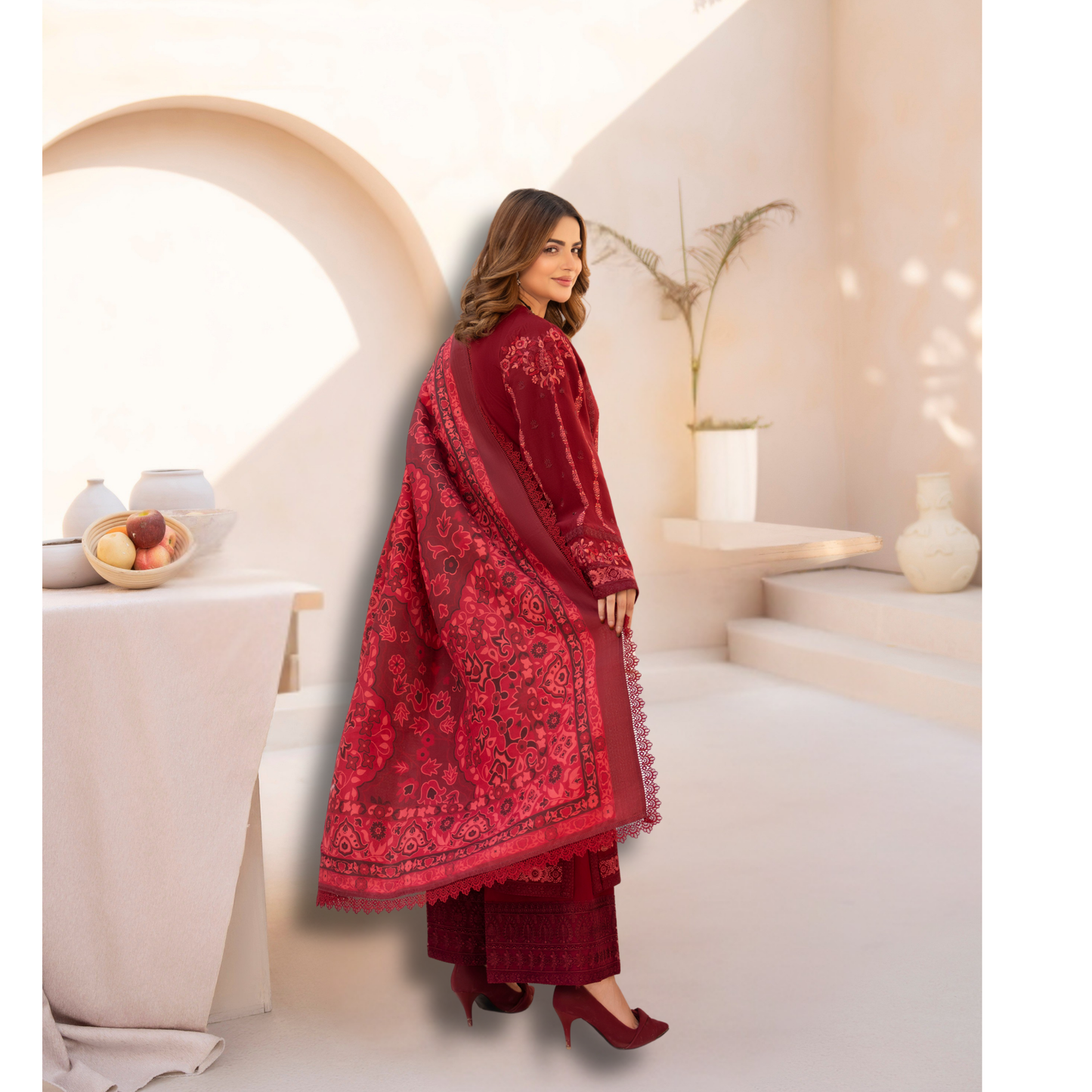 "Mishaal" Khat Edition Luxury Embroidered 3 Piece by Karma Collection