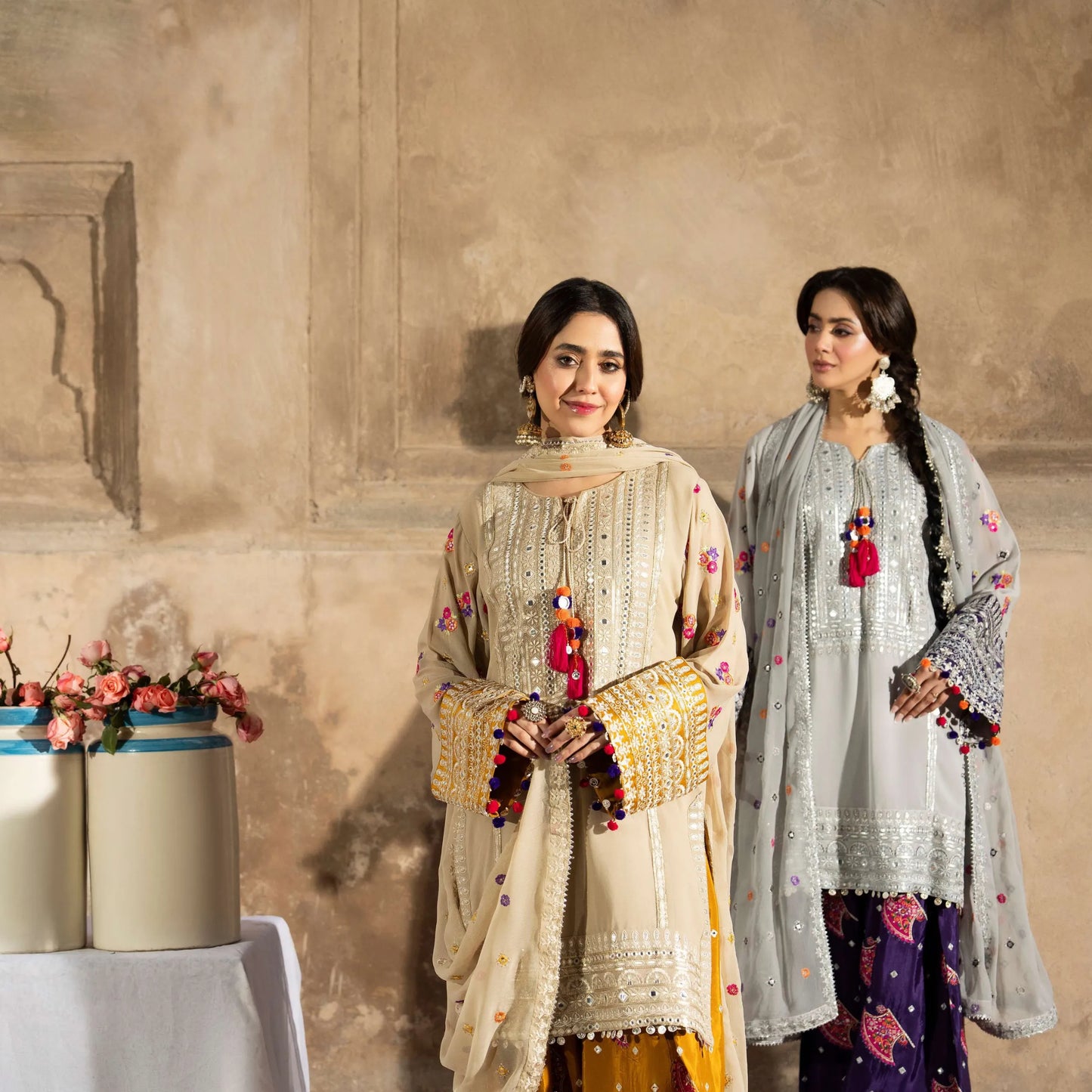 F-526 "Saj Dhaj" Embroidered Georgette Collection by Karma Collection