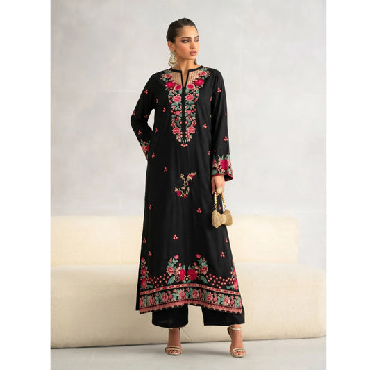 UTT-22 Embroidered Viscose Linen Kaftan Style 2 Piece Co Ord Set Collection by Traditional Thread