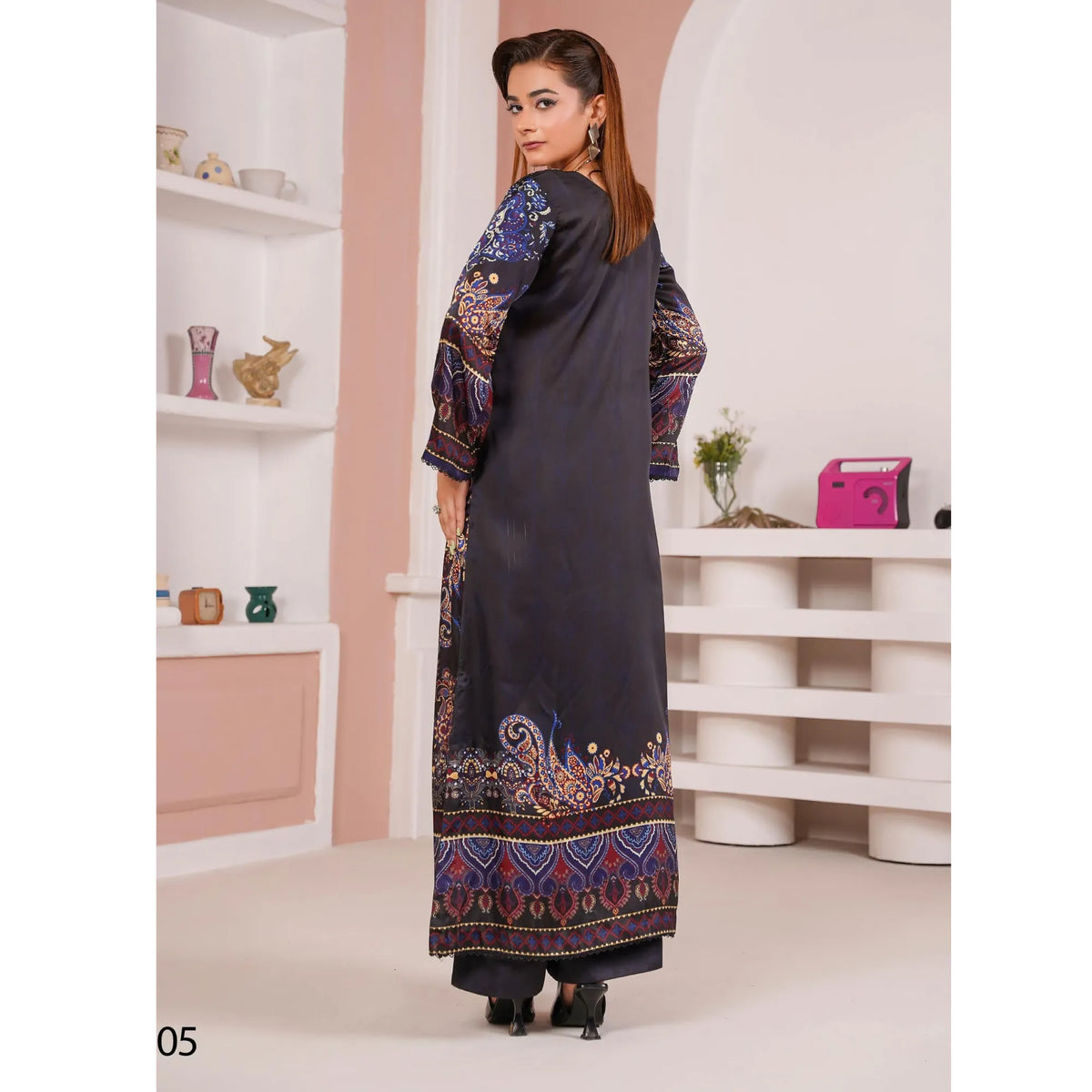 UA-312 Printed Shamooz Silk Printed Kaftan Style Co-Ord Set| Umnaa