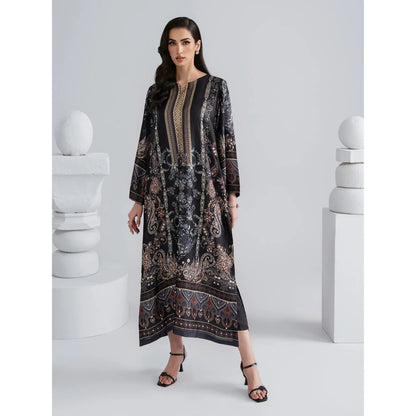 UAL-08 Printed Silk Kaftan with Trouser 2 Pc Set | Ally's