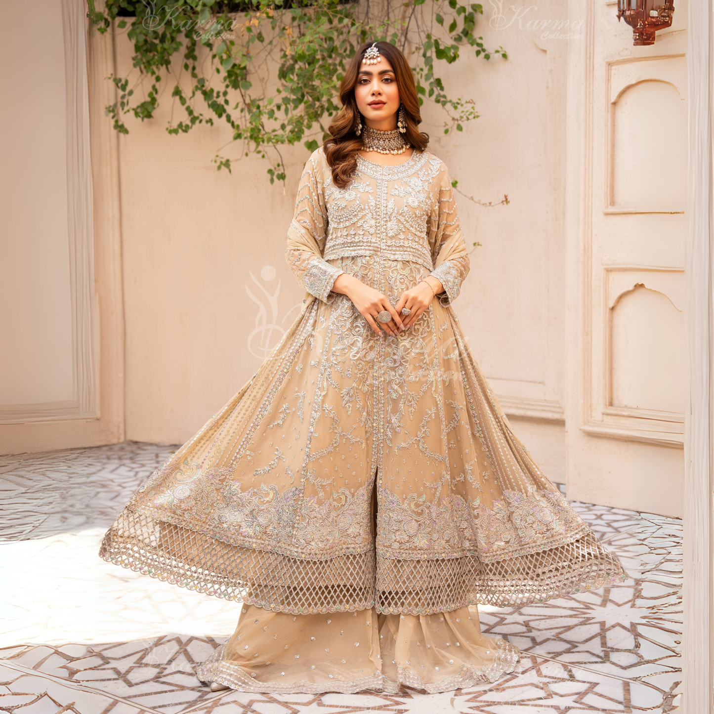 Luxury Embroidered Chiffon Party wear dress  | Wedding Collection | karma Collection | UMKC01201