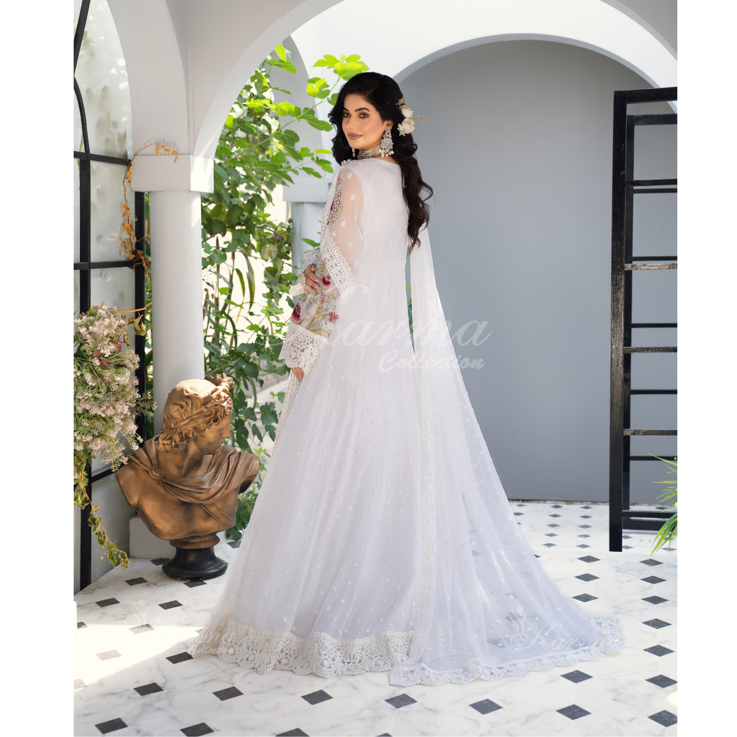 Luxury Embroidered Chiffon long Maxi with chiffon duppata  | Wedding Collection | karma Collection | UMKC01101