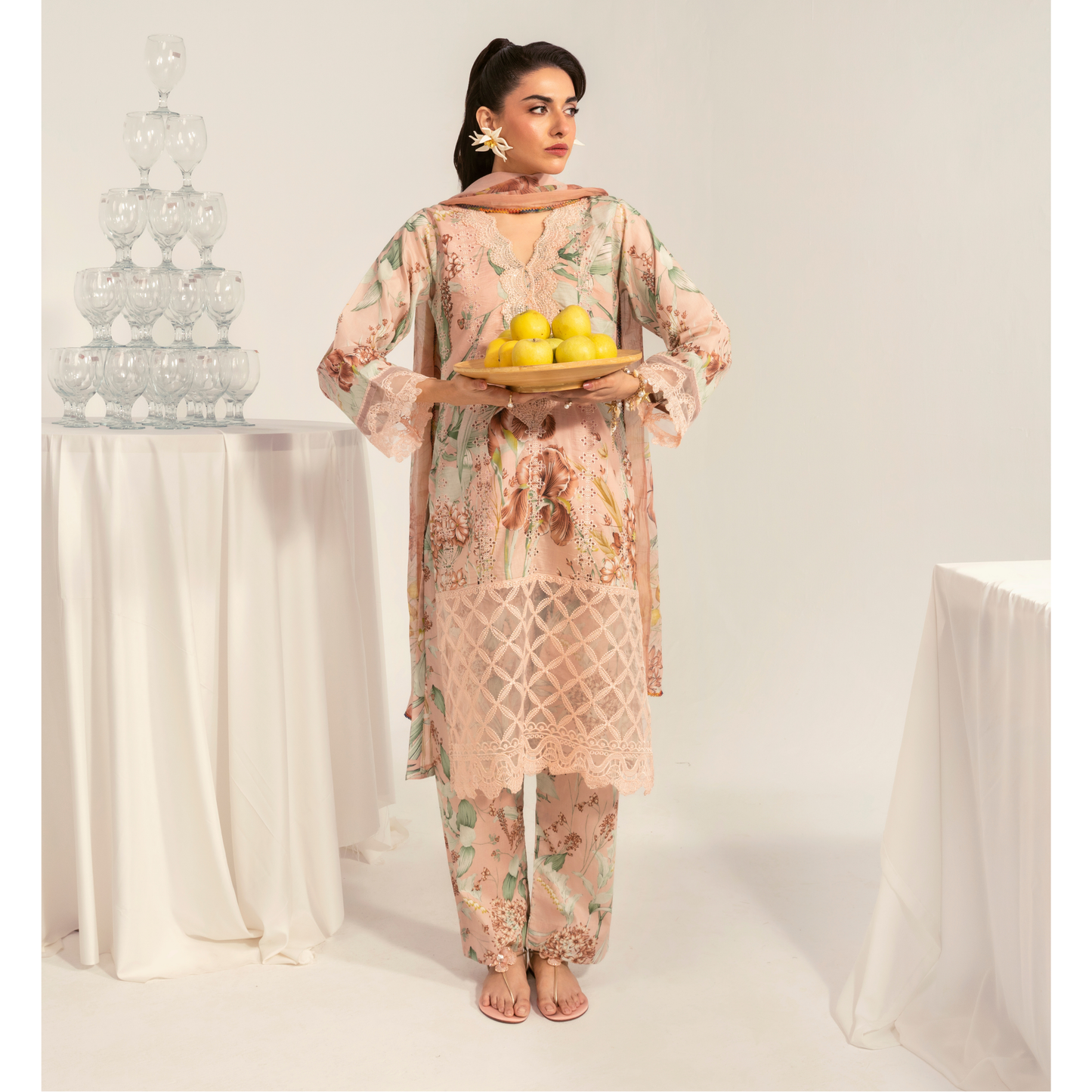 UA-94 3 Pc Embroidered Printed Summer Lawn | Ready to Wear | Umnaa
