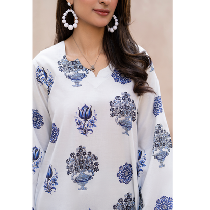 RA-33 Embroidered Lawn Long Kaftan Style 2 Piece Casual Summer Collection by Raniya.h