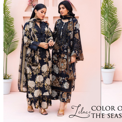 (Multi) DHANAK Embroidered Printed Dress | Winter Collection | Rangz