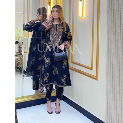UA-34 Printed Embroidered Winter Dhanak 2 Pc Dress | Ready to wear | UMNAA